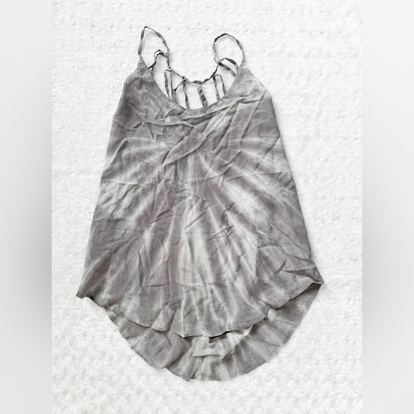 NWT- CHASER Gray & White Tie Dye Strappy Back Tank Top - Picture 1 of 8